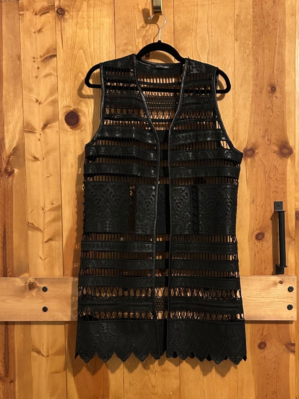 Faux Leather Black Vest OS